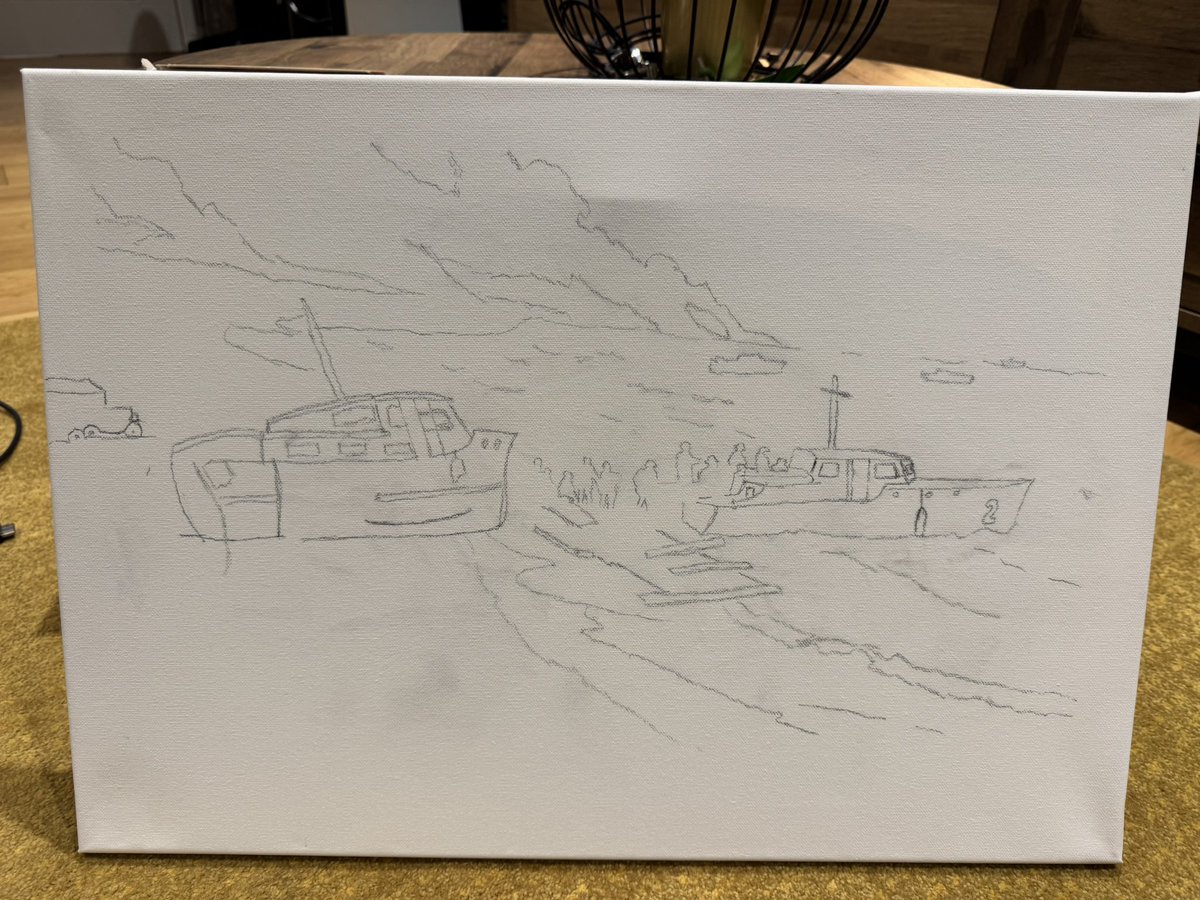 Met up with friends in Windsor over the summer and saw Lily painting 🎨 — inspired me to finally try painting Gerfalcon. First attempt didn’t go well though… forgot to buy an eraser ✏️ and couldn’t get the boat’s stern right. Will have another go soon!
