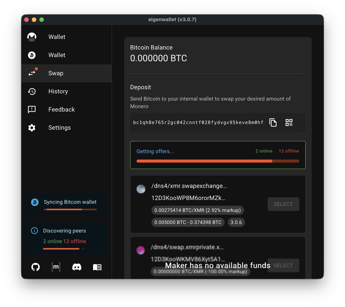 A new version of Eigenwallet (a Monero and Bitcoin wallet with native  atomic swaps support) has been released!