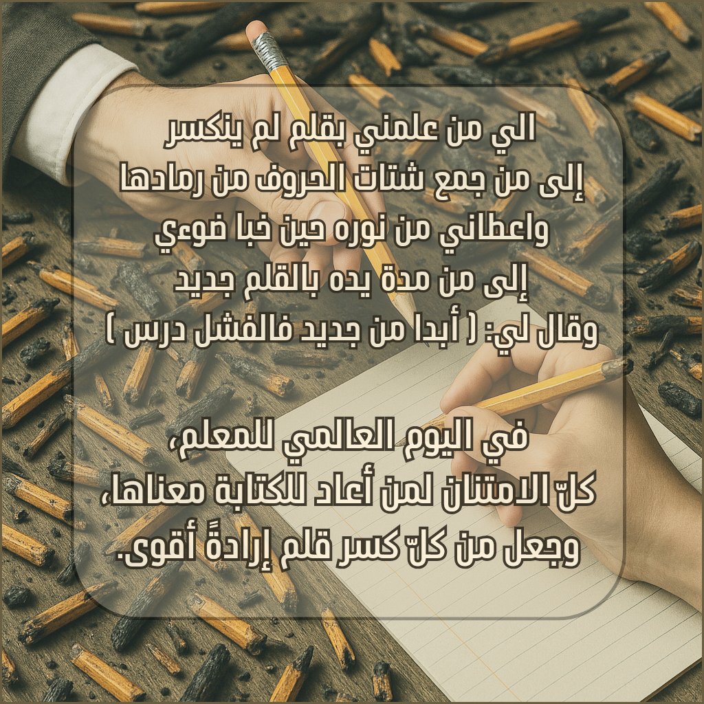 fylbdllhlslmy1's tweet image. #اليوم_العالمي_للمعلم
#المعلم #تعليم
( القلم )