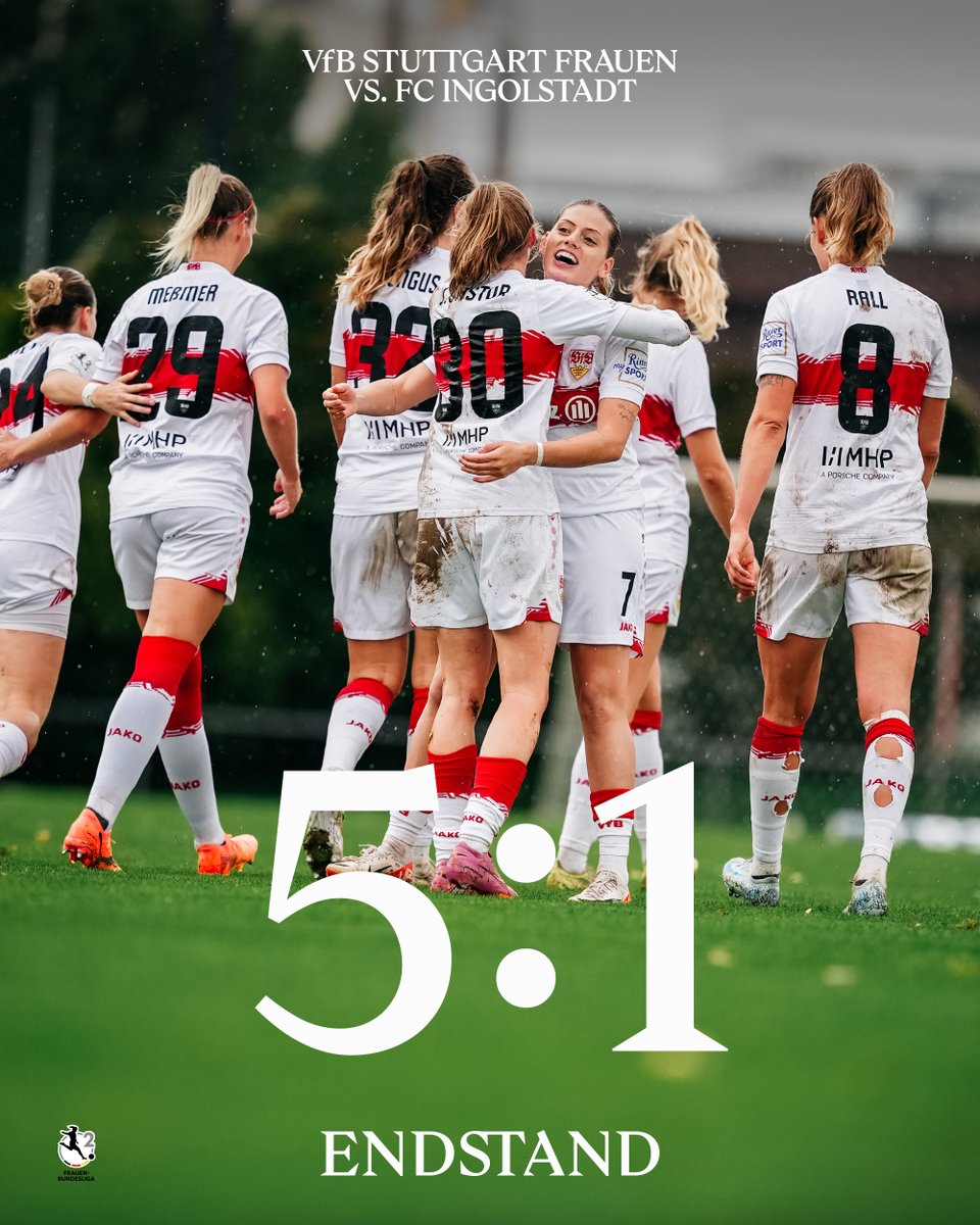 VfB_Frauen's tweet image. ⏹️ Heimsieg! 🔥 Unsere VfB Frauen sichern sich drei Punkte gegen den FC Ingolstadt. In Hälfte zwei erhöhen Leonie #Kopp (13) und Dafina #Redzepi (78.) auf 5:1. Starkes Spiel, Mädels! ⚪🔴

VfB Stuttgart 🆚 FC Ingolstadt 5:1
#VfBFrauen | #VfB | #VfBFCI | #2FBL
