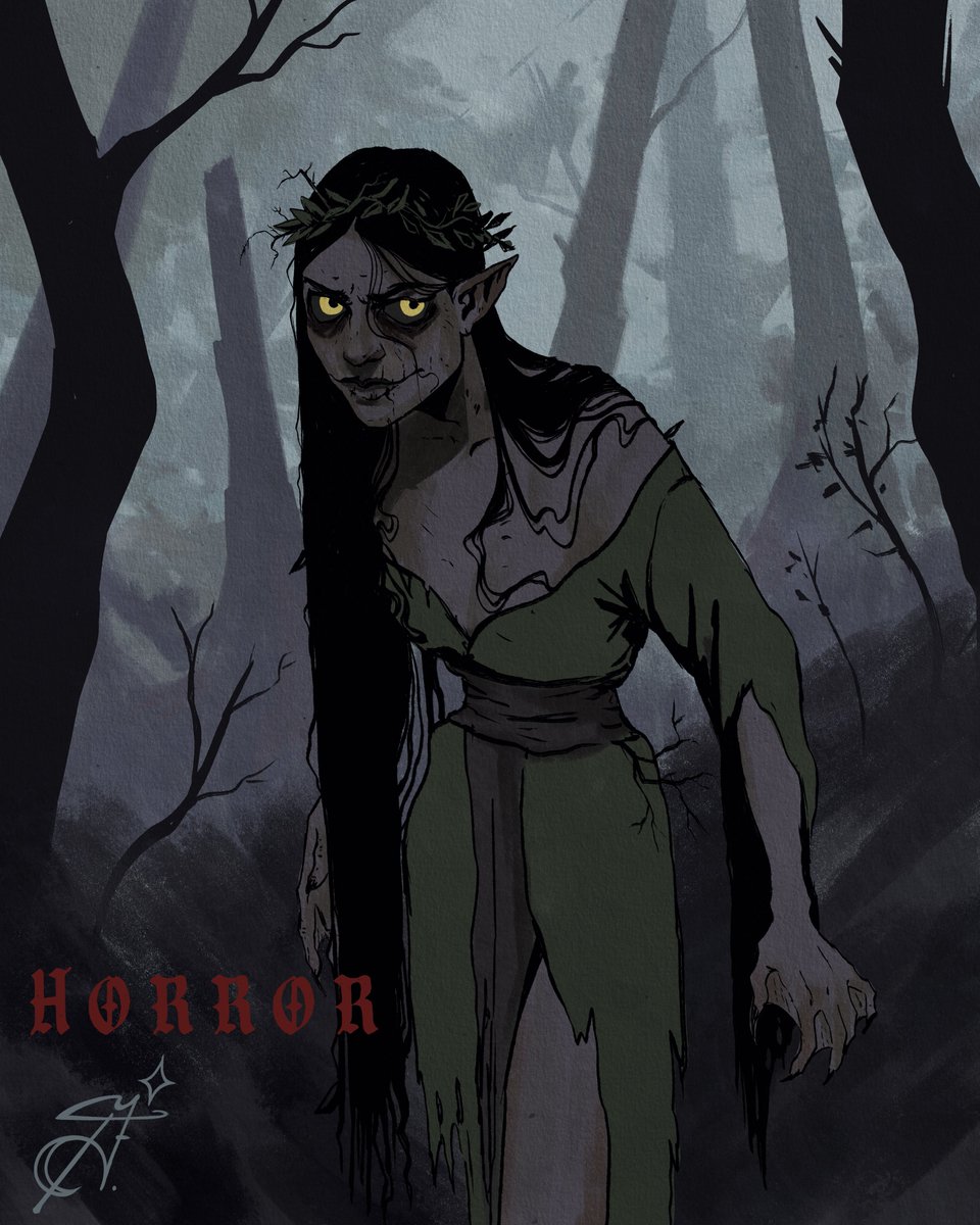 YagnaArt's tweet image. DrawTober, Day four. Topic: Horror. 

#magic #hoa #spookyseason #inktober #petaltober2025 #halloween #spooktober #autumn🍁 #slavic #folklore