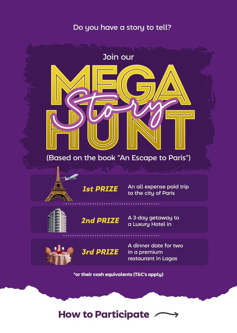 Mrfizzy_10's tweet photo. Your story deserves the spotlight and  even a trip to Paris #AnEscapeToParisBook 🌍

Join the #AETPMegaStoryHunt & acelebrate the power of storytelling.
How it works:
Get An Escape To Paris
Share your personal story
Win a luxury trip and other exclusive experiences

Follow @lawretta_egba and tap the link in her bio to start your journey.