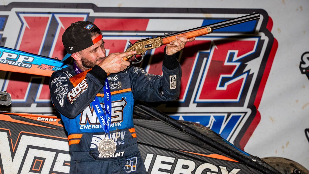 We won a rifle!

The team and I met Pancho Carter in victory lane with the <a href="/NosEnergyDrink/">NOS Energy Drink</a> <a href="/mpvexpress/">mpvexpress</a> <a href="/TOPPMotorsports/">TOPP Motorsports</a> #4 to celebrate winning the Tony Hulman Classic last night at Terre Haute.