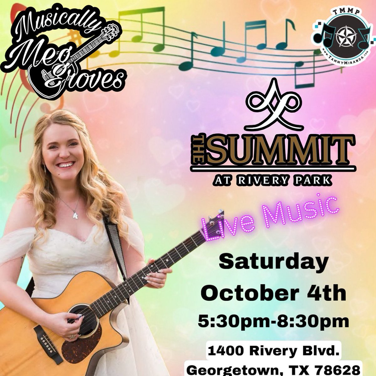 meggrovesmusic's tweet photo. With beautiful weather and live music, let’s have some fun today!
🎶The Summit At Rivery Park🎶
Saturday October 4th 5:30pm-8:30pm
#musician #livemusic #TMMP #livemusicvenue #georgetowntx https://t.co/Y3NUwdZglm
