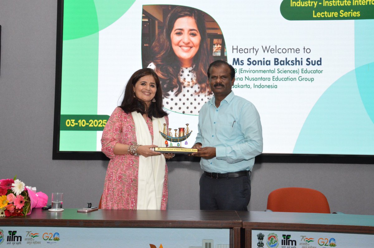 IIfmBhopal's tweet image. Indian Institute of Forest Management, Bhopal, through its Institute–Industry Interface Lecture Series, hosted Ms. Sonia Bakshi Sud, an IB (Environmental Sciences) Educator with Bina Nusantara Education Group, Jakarta, Indonesia for an inspiring session on growth mindset. 
#IIFM