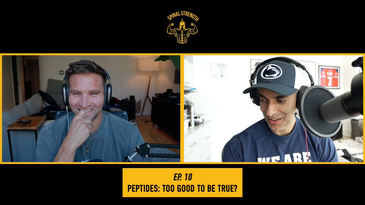 KernSinghMD's tweet photo. 🚨 New Episode: Peptides in Lifting &amp; Longevity 💉💪
We sat down with Dr. Kern Singh &amp; Alex Sroka to break down:
✅ What peptides are
✅ How they boost recovery, muscle growth &amp; fat loss
✅ Safety, risks, and real-world use
#SpinalStrengthPodcast #Peptides #Fitness #Longevity https://t.co/Z2EvT2q2qW