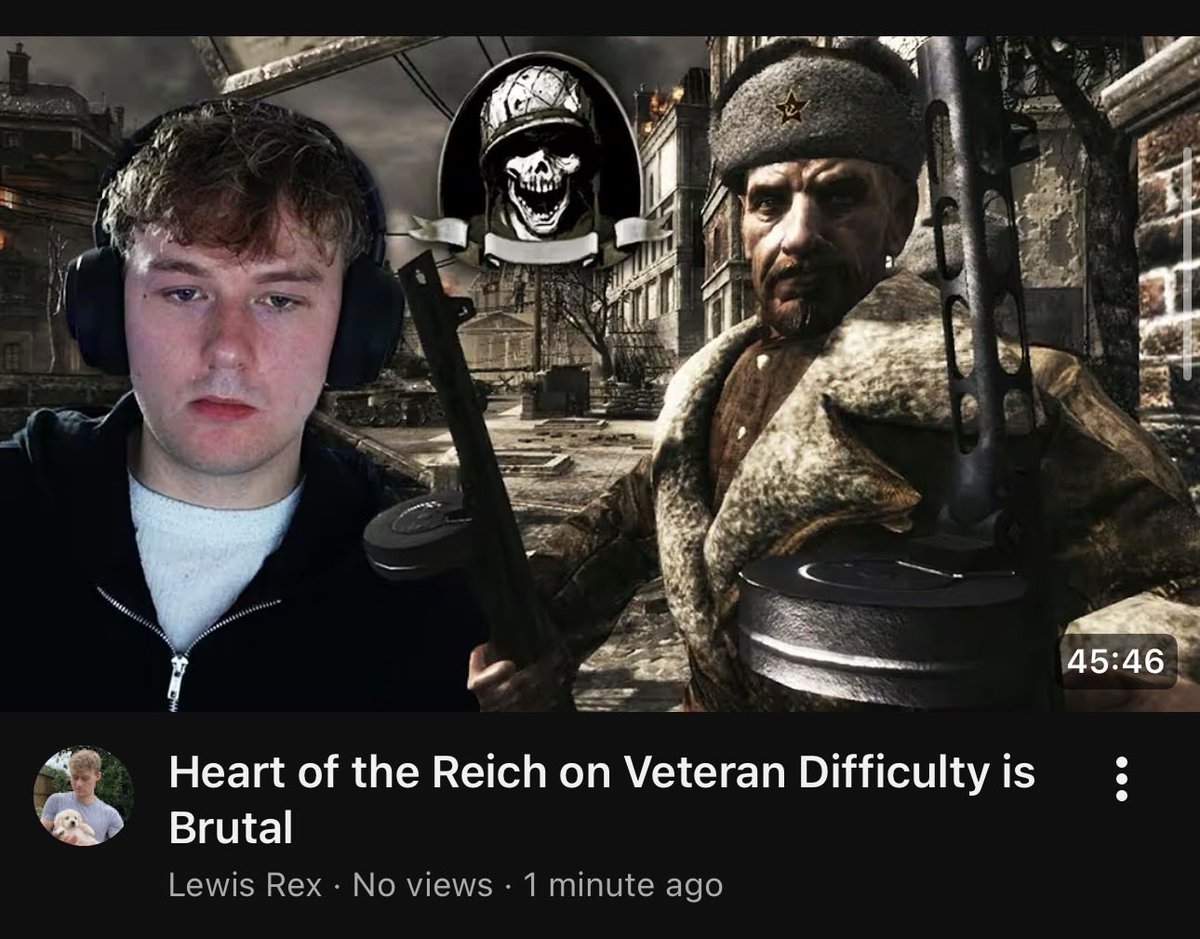 Finished world at war on veteran 

youtu.be/Cdd1toVwCro?si…