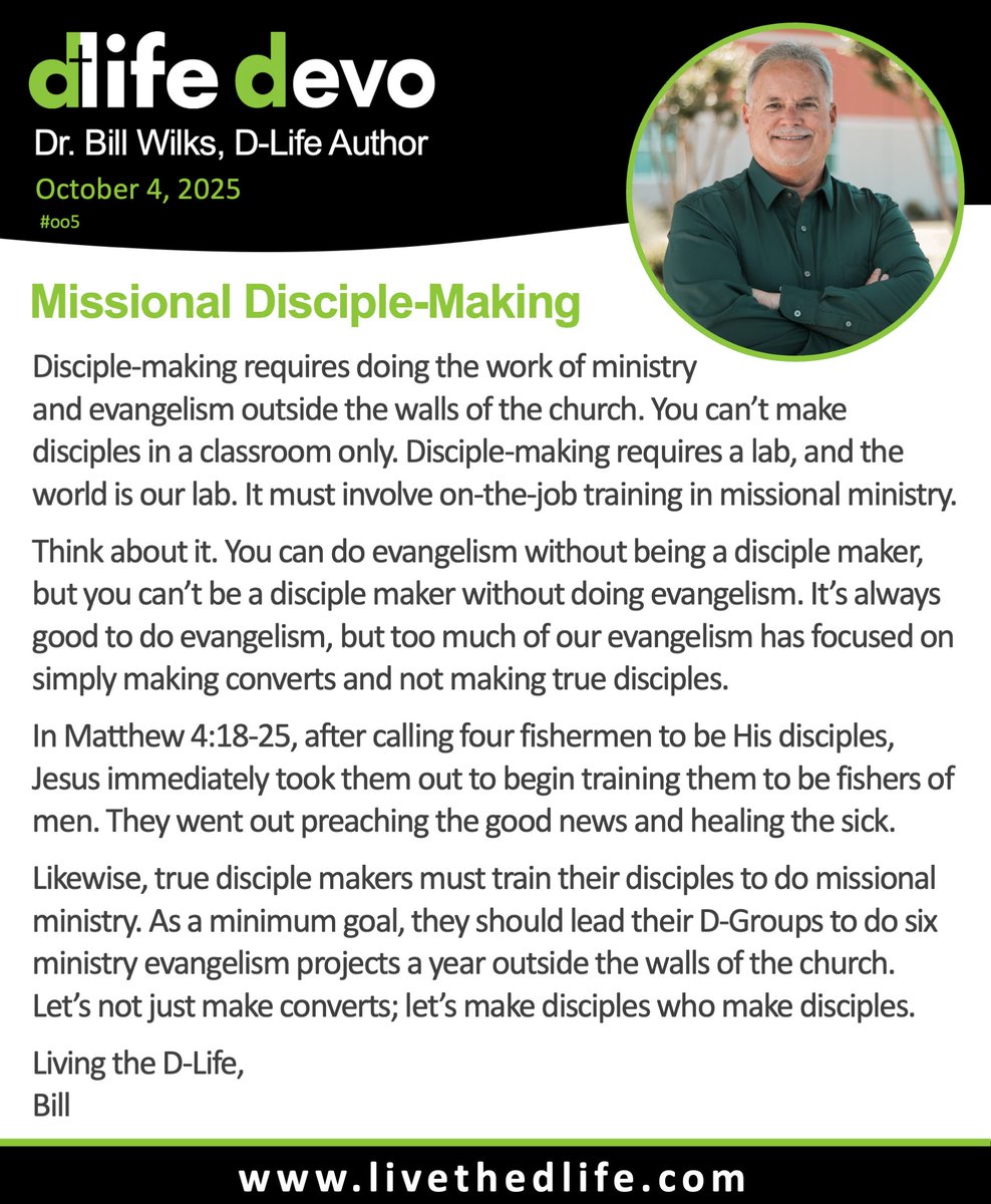 D-LIFE DEVO (#005): "Missional Disciple-Making" (10/04/25)
For more on D-Life or D-Life Training, go to: livethedlife.com
#dlife #disciplemaking #makedisciples #discipleship #evangelism #thegreaterwork