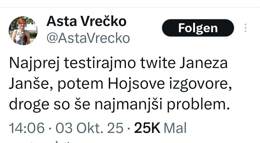 Tovarišica. Kakršnakoli izjava, ki bagatelizira droge je ostudna. Tako resna tematika, kot so droge ni primeren material za okorno kovanje političnega drobiža. Veste koliko ljudi v Sloveniji letno umre zaradi drog? 32.  Predvsem mladih, tudi mladoletnih. Vam je ŠE smešno?
