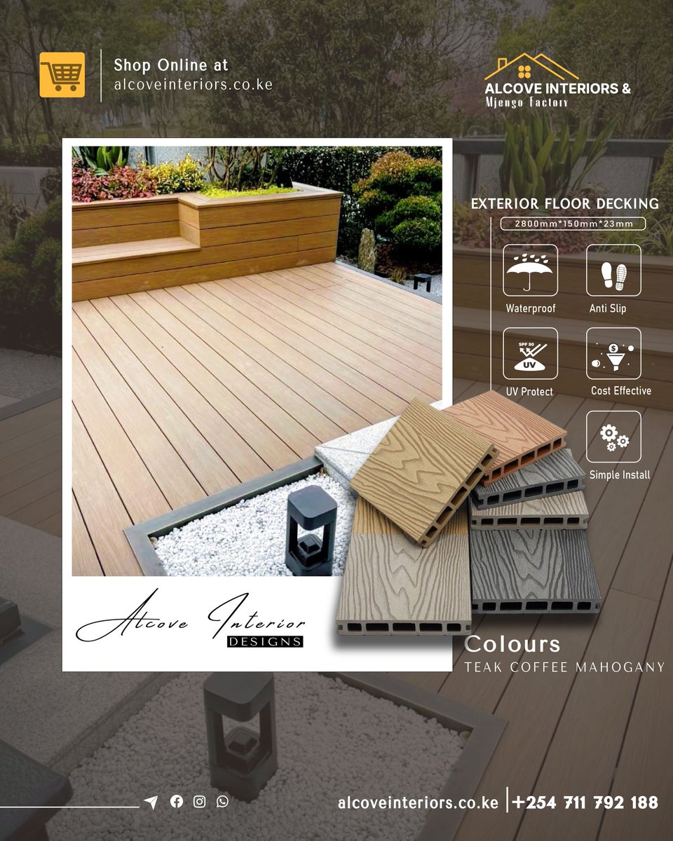 AlcoveDeccor's tweet image. Step up your game with WPC floor decking! Tough as nails, chic as heels—weatherproof, slip-resistant, &amp;amp; eco-friendly. 
No splinters, just swagger. Transform your deck into a vibe that screams 'party here!' Get yours now &amp;amp; strut in style! 

#WPCDecking #DeckGoals
#AlcoveInteriors