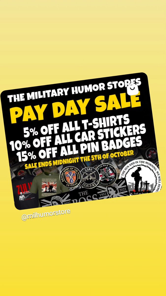 Sale Ends Midnight Sunday. 
militaryhumorstores.com 
#gifts #Sales #veterans #britisharmy