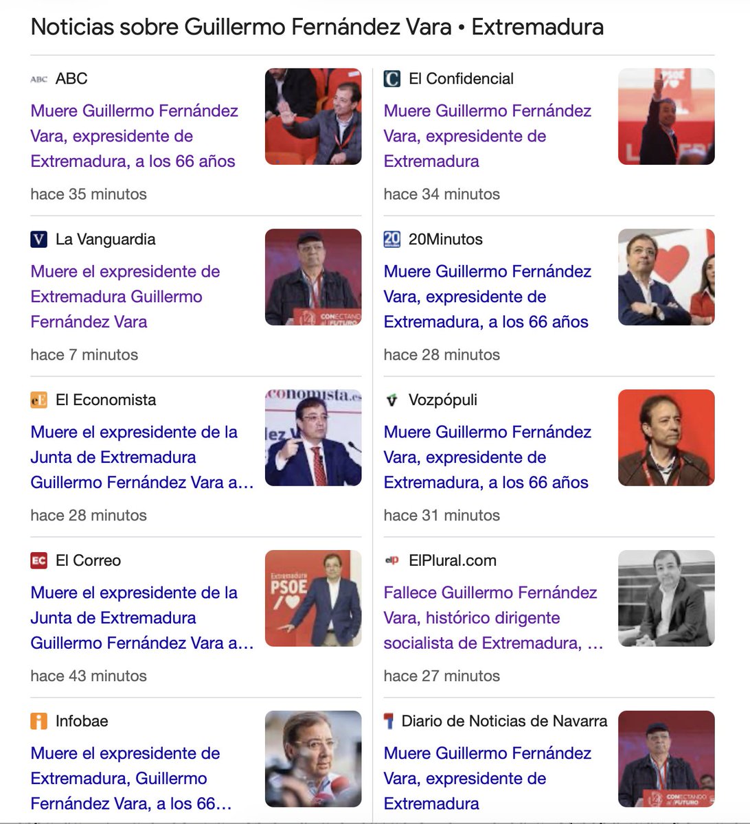 Lo de los medios que se copian unos a otros es preocupante. Casi todos anuncian el fallecimiento de Guillermo Fernández Vara, cuando no es cierto.