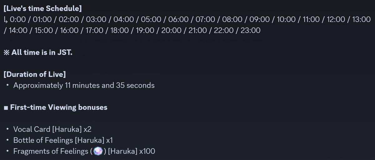 🎁 Today, October 5th, is Kiritani Haruka's birthday! 🎂

Be sure to celebrate Haruka's birthday by throwing a birthday party in [My SEKAI] and/or attend Haruka's [HAPPY BIRTHDAY] Virtual Live! ☘️

Check out the images below for the Birthday Live's schedule!