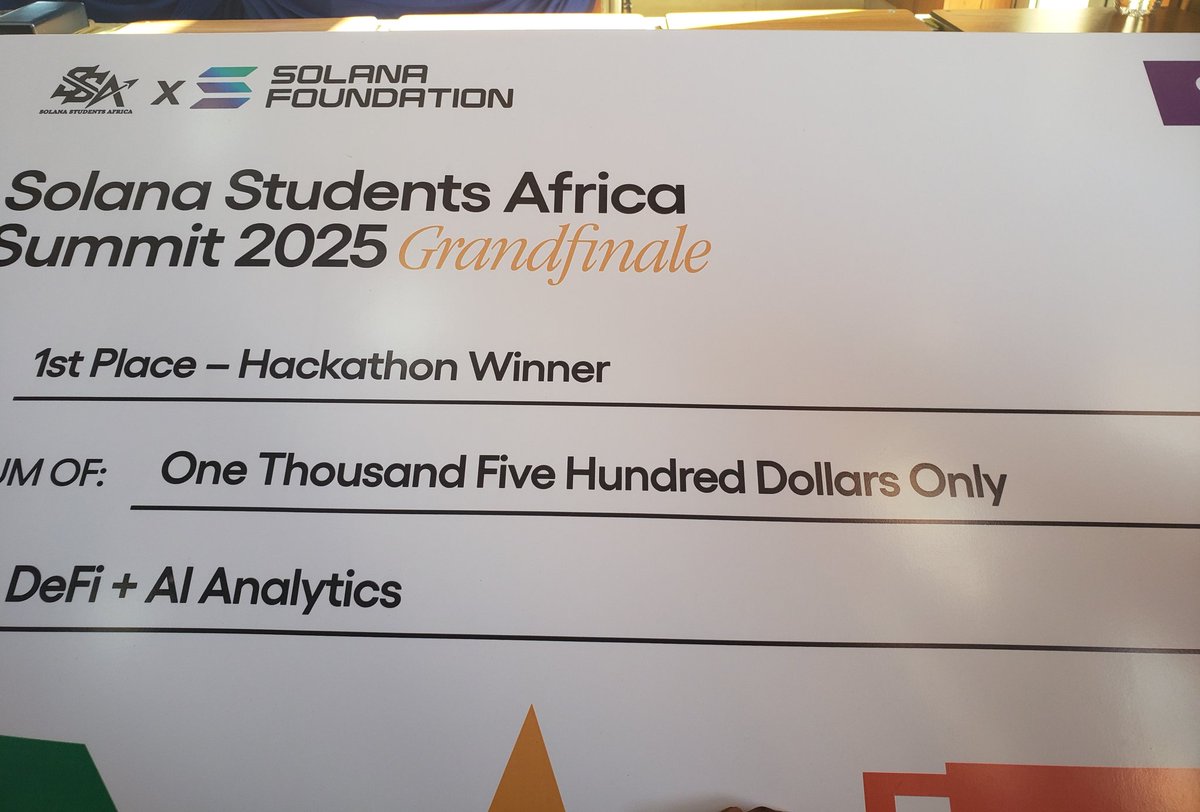 willy_wonka_28's tweet image. Just won the @SolanaStudentAf hackathon's DeFi track!!!
Big thanks to @toby_solutions and the entire team.
Felt so happy meeting @durutheguru, @Mualim_dev, @toby_solutions and all the wonderful people at the Summit!
Happiest Superhero alive!
