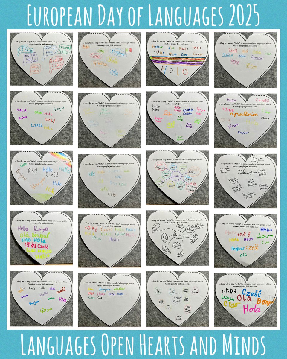 MmeBirtwistle's tweet image. 🌍💬 Happy #EuropeanDayofLanguages! This year’s theme from the Council of Europe: “Languages open hearts and minds!” ❤️🧠
Y3/4 at @stphilipsrc explored the power of a simple hello &amp;amp; thank you in different languages, and loved sharing their own home languages with us! 🌟✨
