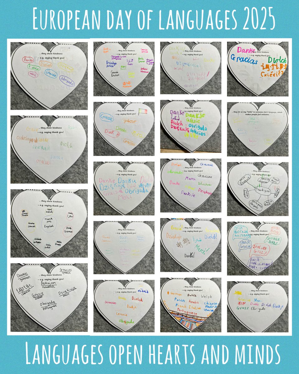 🌍💬 Happy #EuropeanDayofLanguages!
This year’s theme from the Council of Europe: “Languages open hearts and minds!” ❤️🧠
Y3/4 at <a href="/stphilipsrc/">St. Philip's RC</a> explored the power of a simple hello &amp; thank you in different languages, and loved sharing their own home languages with us! 🌟✨
