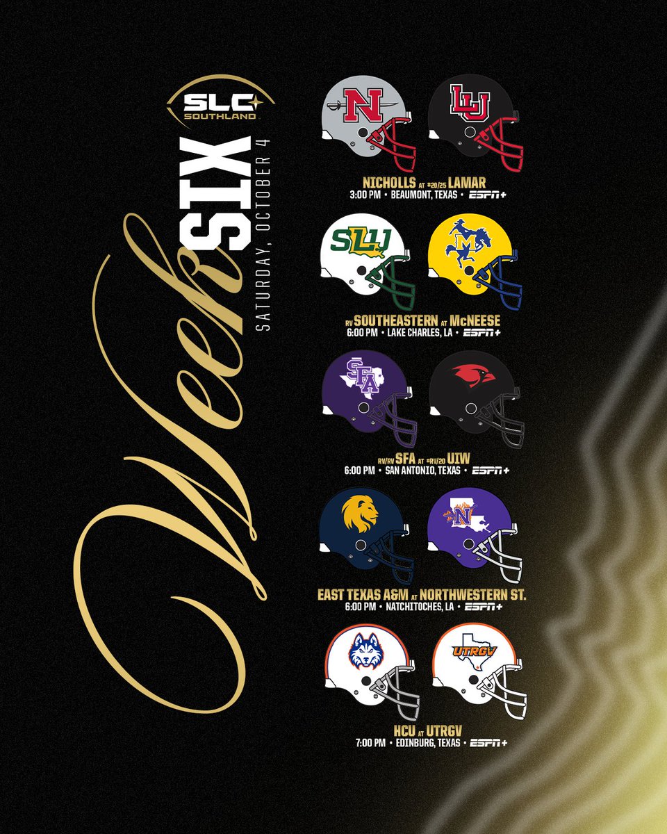 FULL CONFERENCE SLATE 🔥

Welcome to Week 6 as ALL TEN TEAMS are in conference action!