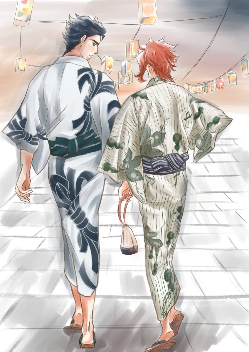 承花の浴衣はお洒落なの着てほしい
承たろは少し短くやんちゃに
花京院さんはしっかり足首まで