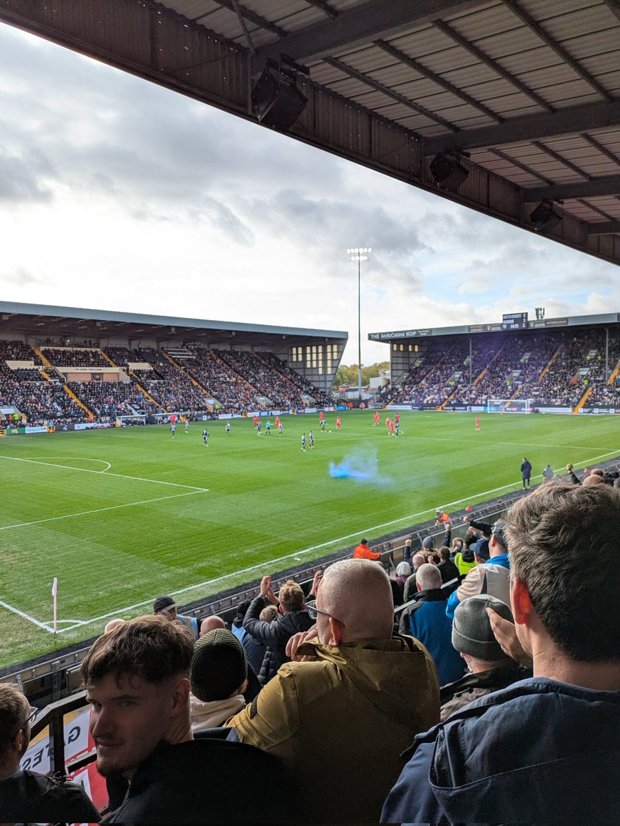 BDDunbar's tweet image. Who the fuck throws a flare on as your team scores when 3-0 down. 
#oafc