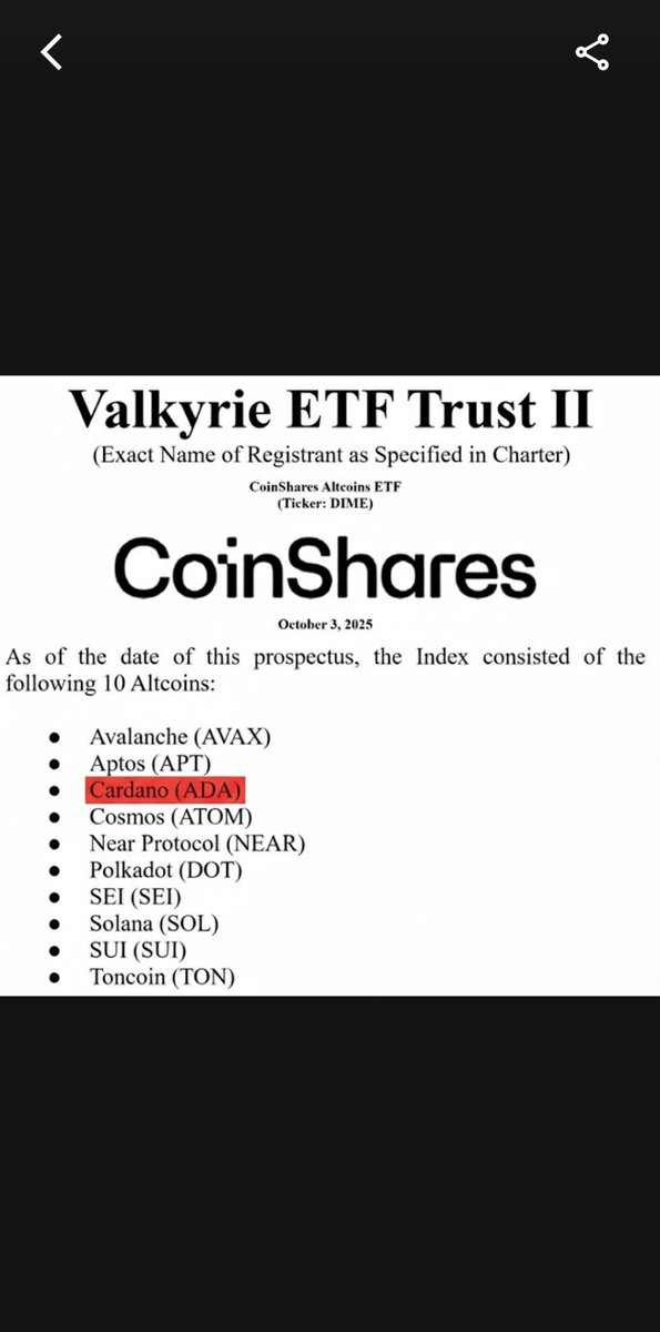 BREAKING NEWS: 

Cardano $ADA has been added to the CoinShares Valkyrie ETF

How long before Wall Street fully embraces Cardano?
