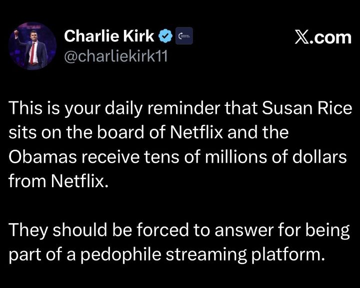 Lightsurgesolar's tweet photo. This is exactly what Charlie Kirk Stood for.
Cancel ❌ Netflix
#Canc https://t.co/RWG9edvhWE