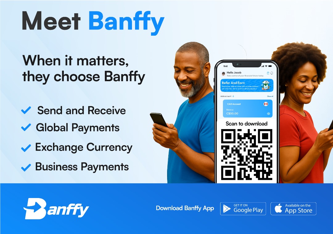 Hello, Banffy is here!  When family comes first, when business deadlines can’t wait, and when payments across borders matter most — count on Banffy. 
Download the Banffy app today on iOS &amp; Android.