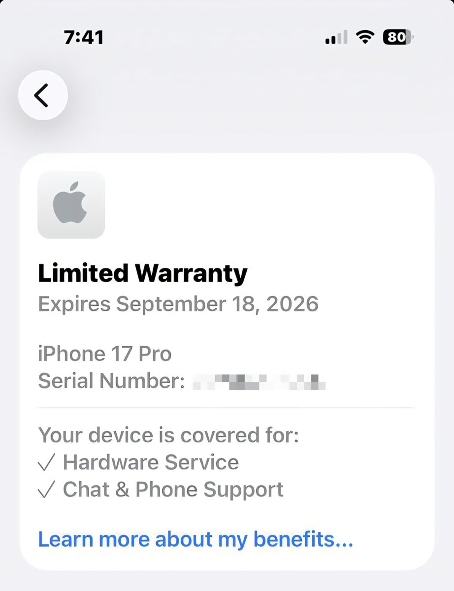 MHD4tech's tweet image. رغم أن @Apple فتحت متجر إلكتروني رسمي لها في السعودية 🇸🇦 وهو اللي اشتريت منه #iPhone17Pro إلا أن الضمان المكتوب في الإعدادات هو سنة واحدة فقط ... رغم أن أي منتج إلكتروني أو كهربائي جديد في المملكة لازم يكون عليه ضمان سنتين.
أتوقع كاتبين أنه سنة بناء على أغلب دول العالم 🌎