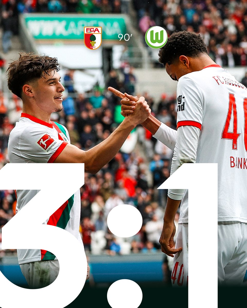 FCAugsburg's tweet photo. Ein Feiertag für alle #FCA-Mitglieder: Zwei Eigengewächse schießen uns zum HEIMSIEG! ❤️💚🤍

👉 Wer war Euer #ManOfTheMatch: https://t.co/yvaBfWbkYo
👉 Mitglied werden und Eigengewächs-Torschützen abfeiern: https://t.co/xsyGdwI4Tl #FCAWOB https://t.co/BRxDKvwFRd