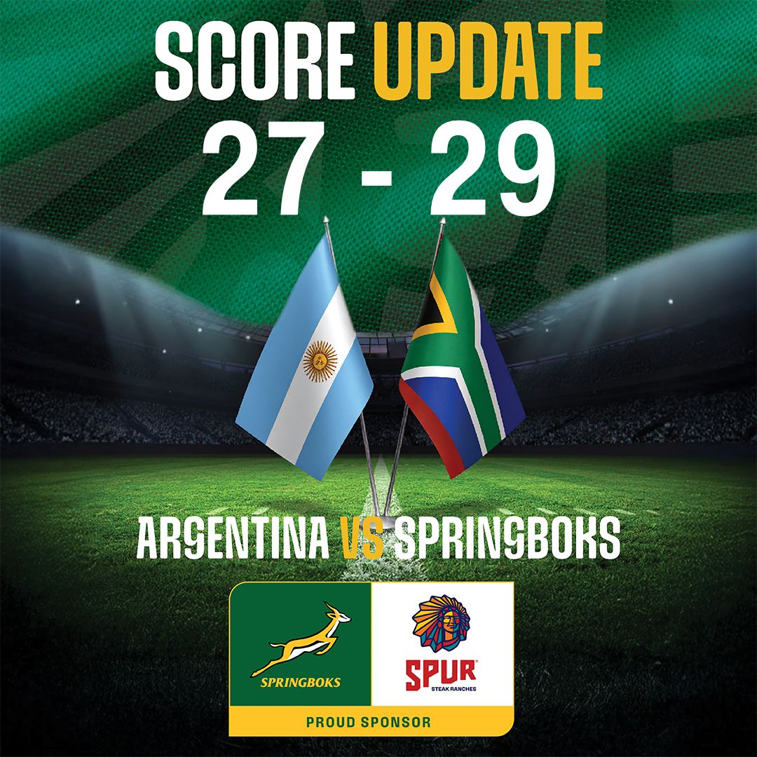 The Bokke pulled through in a nail-biter! 💚💛

Final score: South Africa 29 – 27 Argentina 🇿🇦🔥
What a finish! 

#RSAvARG #BringingPeopleTogethe