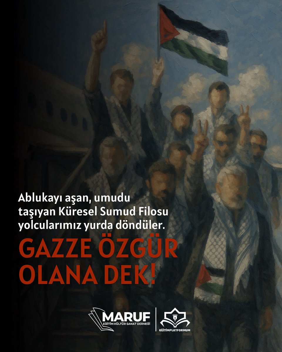 Ablukayı aşan, umudu taşıyan Küresel Sumud Filosu yolcularımız yurda döndüler.
Gazze özgür olana dek!
#FreePalestine #GlobalSumudFlotilla
