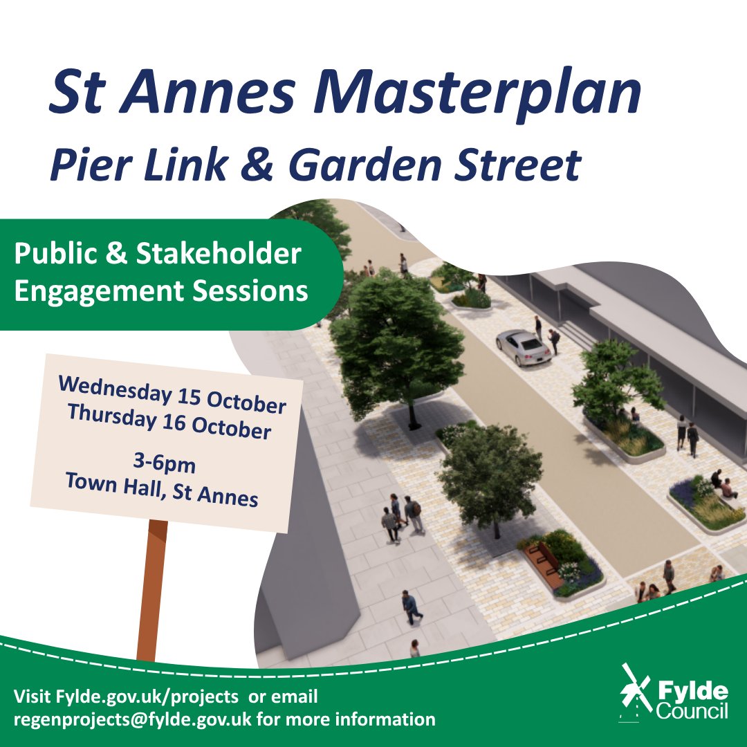 Residents and businesses will have their chance to influence two major projects that will transform how people experience St Annes town centre. Public engagement sessions are set to take place at St Annes Town Hall on Wednesday 15 October...

Read more: ow.ly/xrTJ50X5F85