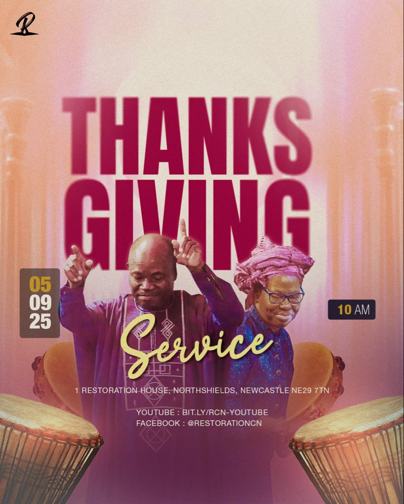 Get your dancing shoes and come gorgeously dressed because it is our October Thanksgiving Celebration tomorrow.

Time is 10am prompt.
Remember to invite friends and family.
.
.
#thanksgivingservice #rcnuk