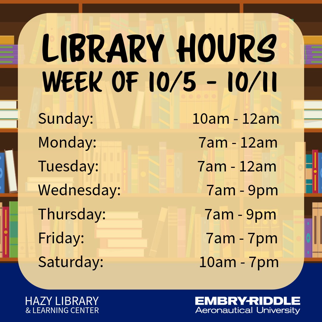 hazylibrary's tweet image. 📅Here are your Hazy Library Hours from October 5 - October 11. Hope to see you here! #HazyLibrary