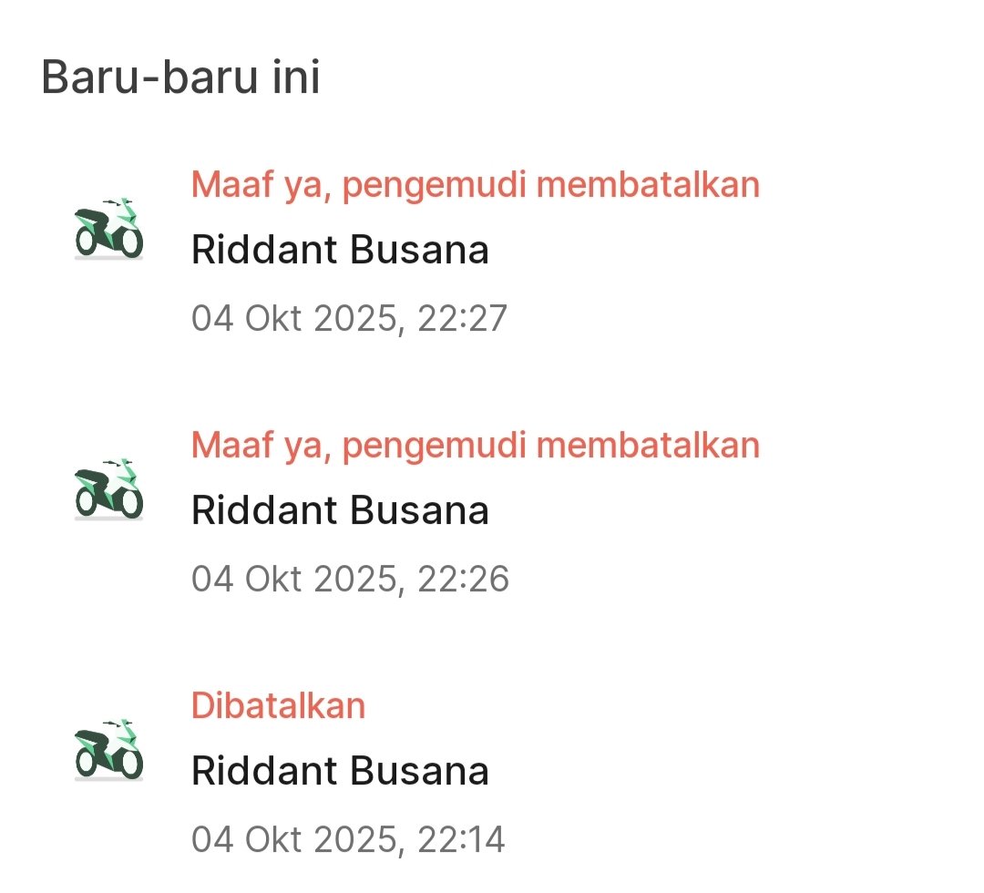 hanya ingin pulang tepat waktu, tapi 3kali pesan mengecewakan <a href="/GrabID/">Grab Indonesia</a>