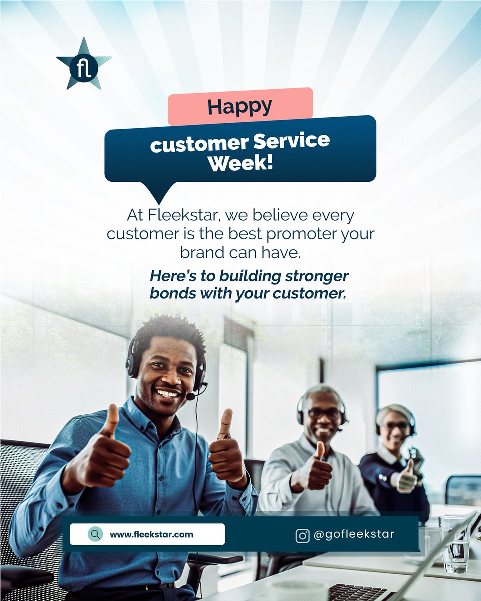 gofleekstar's tweet photo. Celebrating Customer Service Week!  With Fleekstar, every customer becomes your brand’s biggest promoter. Let’s keep building stronger connections together.
#customerservice #giveaways 
#customerappreciation https://t.co/2clBLs2Zu6
