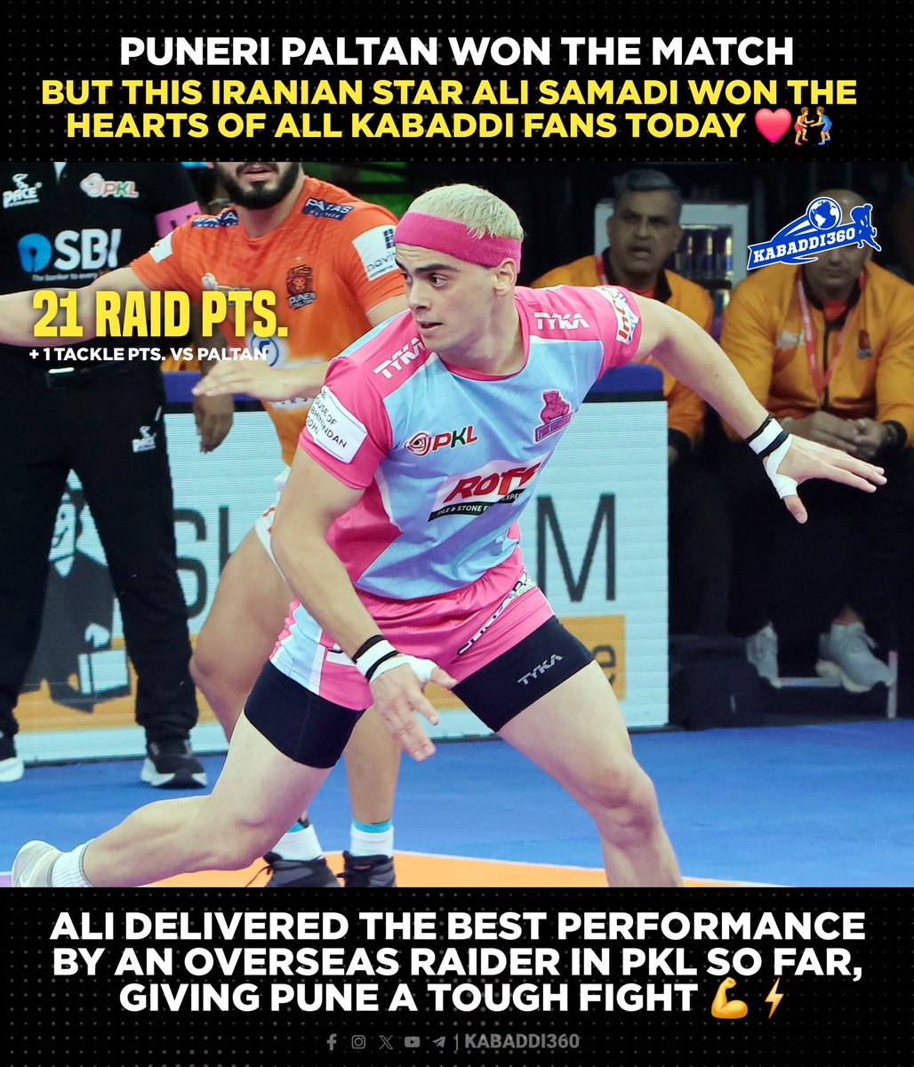 Kabaddi_360's tweet photo. With his skill and brilliant footwork, Ali’s fighting performance throughout the match won everyone’s heart today ❤️⚡🤼‍♂️
.
.
.
#AliSamadi #Super10 #ProKabaddi #PKL #PKL12 #PKL2025 #Kabaddi360 https://t.co/d0JiudP4f8