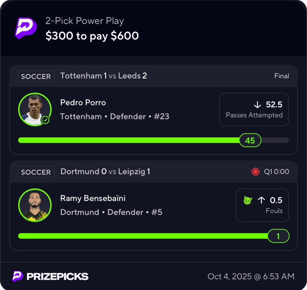 SORRY HAVENT BEEN POSTING ON HERE BUT THE FREE DISCORD IS LITERALLT EATING 🧑🏽‍🍳 JUST THIS MORNING ! And got a 4 man waiting to cash and about to drop another heater! 
#prizepicks #soccerlocks #soccer #sycopix