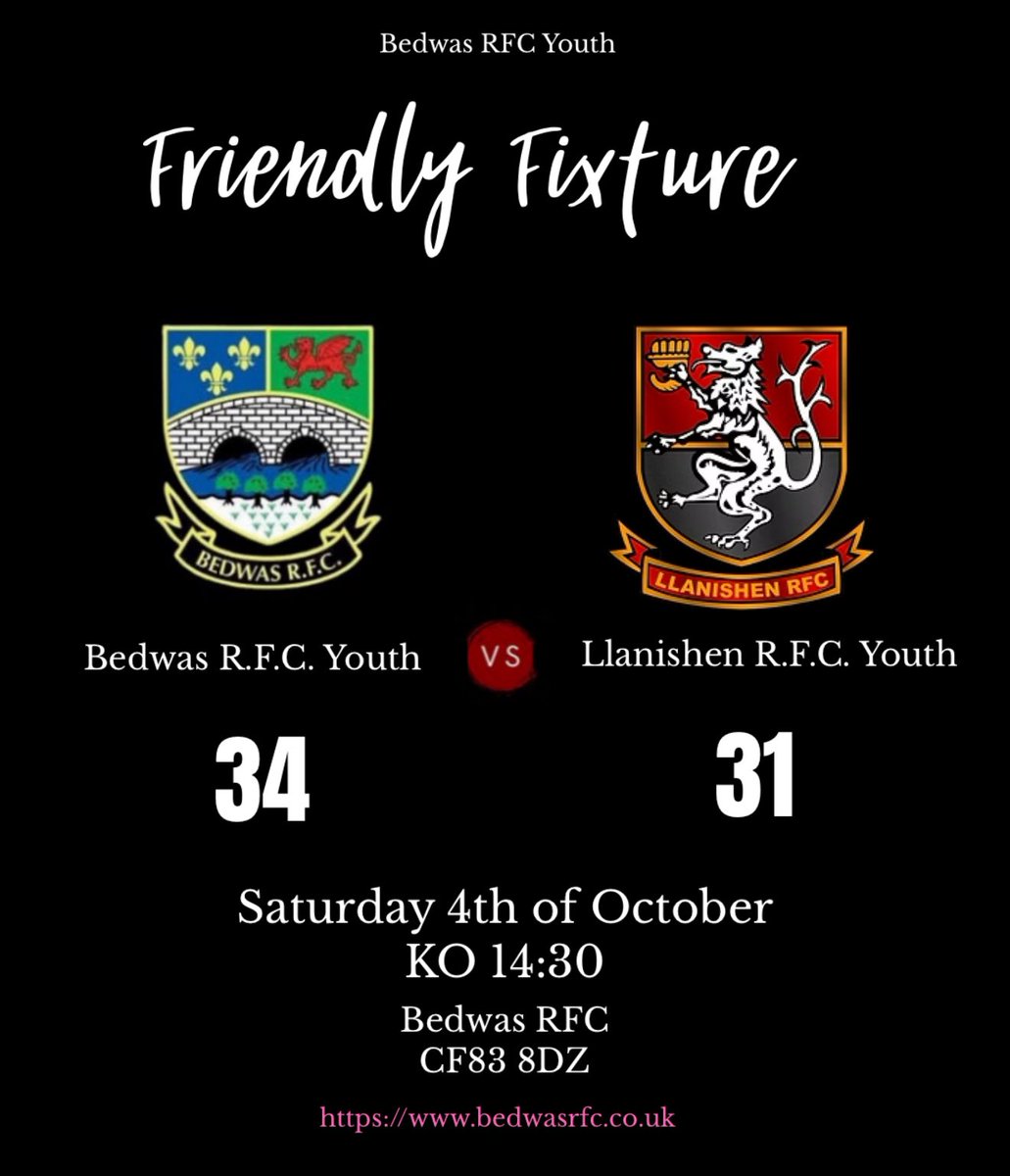 A great game of rugby 🏉 today as Bedwas Youth took on <a href="/LlanYouth/">Llanishen RFC Youth</a> in what was a tight game. 
2 Tries from Cian McGee kept the boys in the game against the wind in the first half with Ellis Locke, Harrison Flowers adding a try each 2 Tries from Liam Lawlor securing the win
#wass