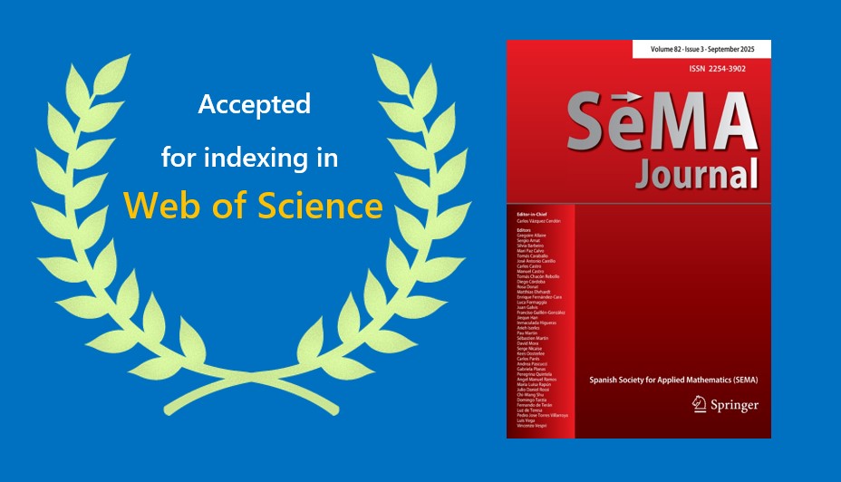 SpringerMath's tweet image. 📕SeMA Journal has been accepted for indexing in Web of Science. Content will be available in early 2026, and the journal will receive an Impact Factor in June 2026.

Thank you to all our wonderful Editors, Reviewers and Authors! 👏👏👏 #SeMAJournal
link.springer.com/journal/40324/…