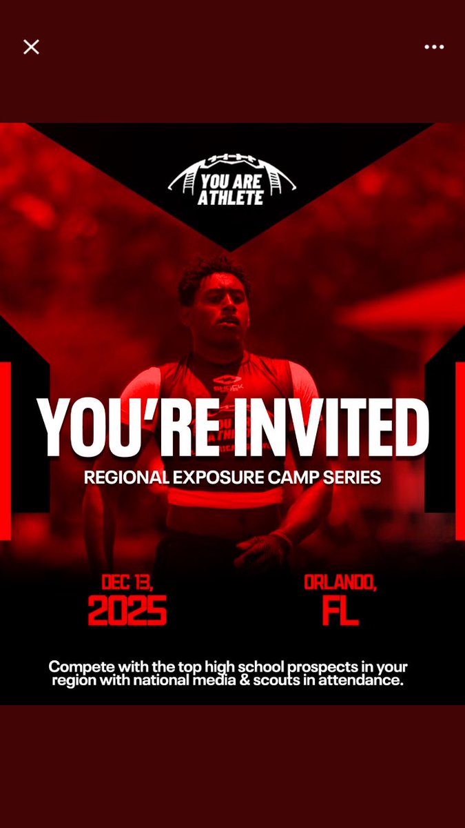 Thank you <a href="/youareathlete/">You Are Athlete</a>  for the  camp exposure invitation! #AGTG #invitation #blessed