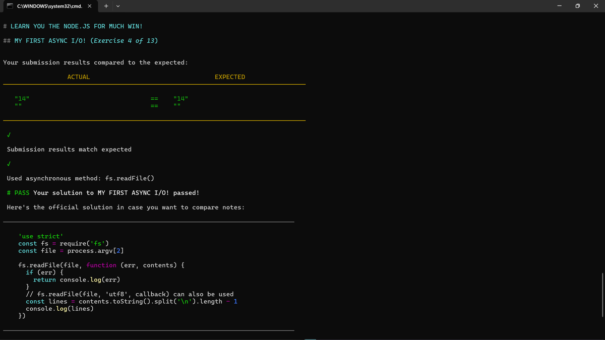 GhimireSiddanta's tweet photo. #LUD7 #LearningUtsav2025 #FestivalOfLearning
I learned node.js using Nodeschool and Completed 4/13 exercise. Synchronous File Operations(I/O) in the third one and Asynchronous File Operations(I/O) in the fourth one. https://t.co/hp5Qt2l8Uy