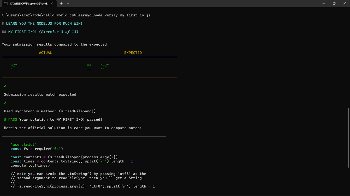 GhimireSiddanta's tweet photo. #LUD7 #LearningUtsav2025 #FestivalOfLearning
I learned node.js using Nodeschool and Completed 4/13 exercise. Synchronous File Operations(I/O) in the third one and Asynchronous File Operations(I/O) in the fourth one. https://t.co/hp5Qt2l8Uy