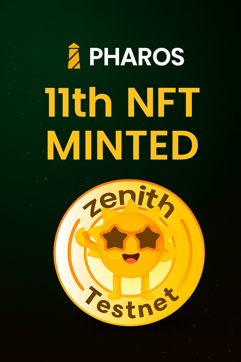 Just minted my 11th NFT on Pharos Zenith Testnet! 🚀
Fast, smooth, and futuristic — Pharos is changing the game.
#PharosNetwork #ZenithTestnet #Web3 #NFTCommunity