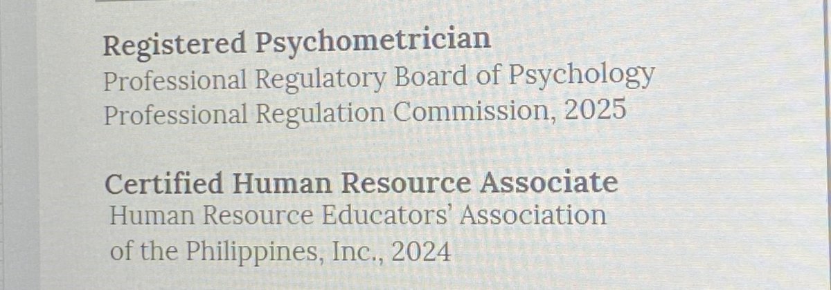 Despite the current “issues”, ang sarap sa feeling na finally, may Registered Psychometrician na sa résumé ko 🥹🫶🏻