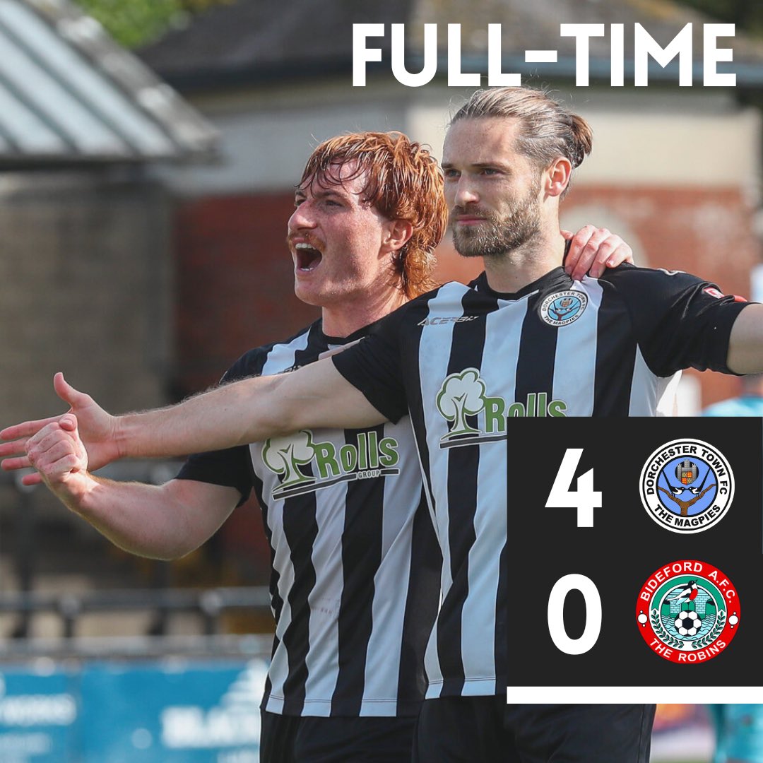 ⏱️ | 𝗙𝗨𝗟𝗟 𝗧𝗜𝗠𝗘

The Magpies 4-0 AFC Bideford

⚽️⚽️⚽️ Tom Smith
⚽️ Luke Pardoe

Through to the next round! 🤩

#WeAreDorch ⚫️⚪️