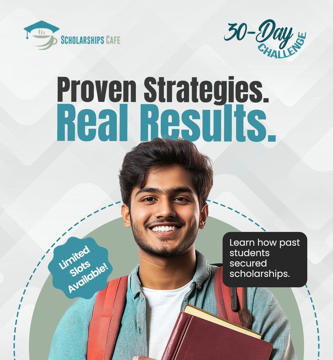 The 30-Days Scholarship Challenge 

In January, join us for the #30DayScholarshipChallenge and let us do the heavy lifting!💪

We're breaking down the entire scholarship process into bite-sized, daily tasks delivered right to your inbox. 🗃 
 In just 30 days, you'll have a