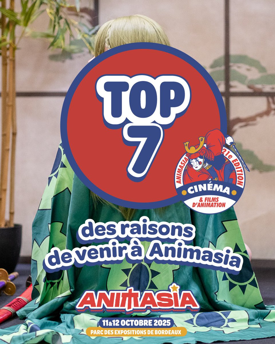 ⏳J-7 avant l'ouverture de la 21e édition d'Animasia.. on te donne donc 7 raisons de venir ! (au cas où tu doutes) 

1️⃣ Ambiances 
2️⃣ Concerts &amp; spectacled
3️⃣ Animations et ateliers gratuits 
4️⃣ Les invités 
5️⃣ Indie Game Factory :
6️⃣ Gastronomie 
7️⃣ Et plein de choses à faire