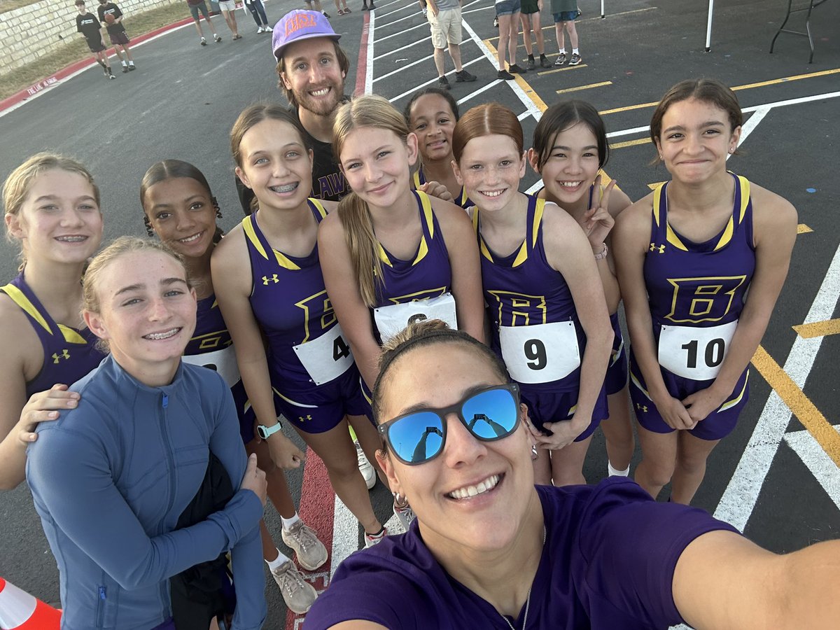BMSBobcatsGirls's tweet photo. Congratulations to our Girls Cross Country Team!
The team wrapped up their year this morning at the District Meet, and we couldn’t be prouder of their hard work and determination! A huge shoutout to our three medalists who placed in the Top 10! @Marshakh10 @BulverdeMSCISD https://t.co/Lwal4gy6bV
