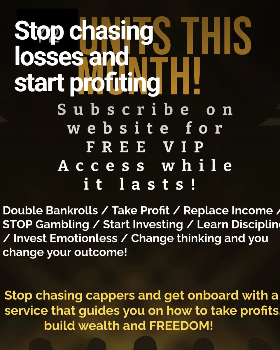 Chasing losses is a losing game. 

Stay focused by treating sports betting like an investment, not a gamble. 

Stick to your strategy, maintain discipline, and watch your ROI grow. 

#MLB #NFL #Gamblers #NCAAF #Fandual #DRAFTKNGS #MYBOOKIE #BOVADA #ONLINEWAGERS