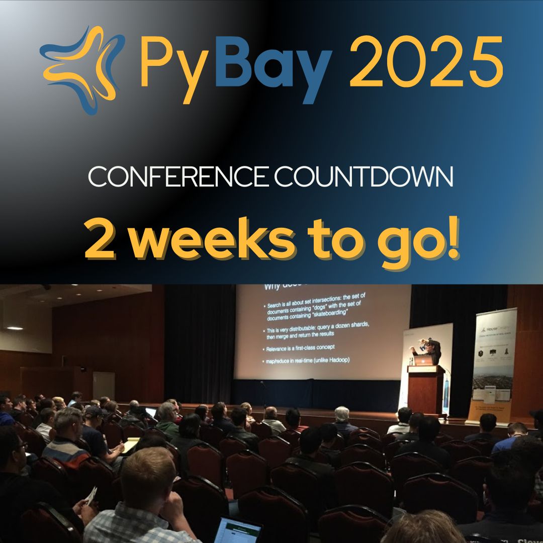 py_bay's tweet photo. Only 2 weeks to go until PyBay 2025! ⏳

Get ready for a full day of incredible Python talks, hands-on workshops, and networking with the amazing Python community.

Details 🧵 👇 https://t.co/6xDt563bfp